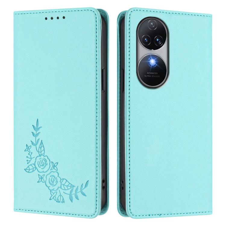 For Oukitel C38 Peony Embossed Magnetic RFID Vegan Leather Phone Case