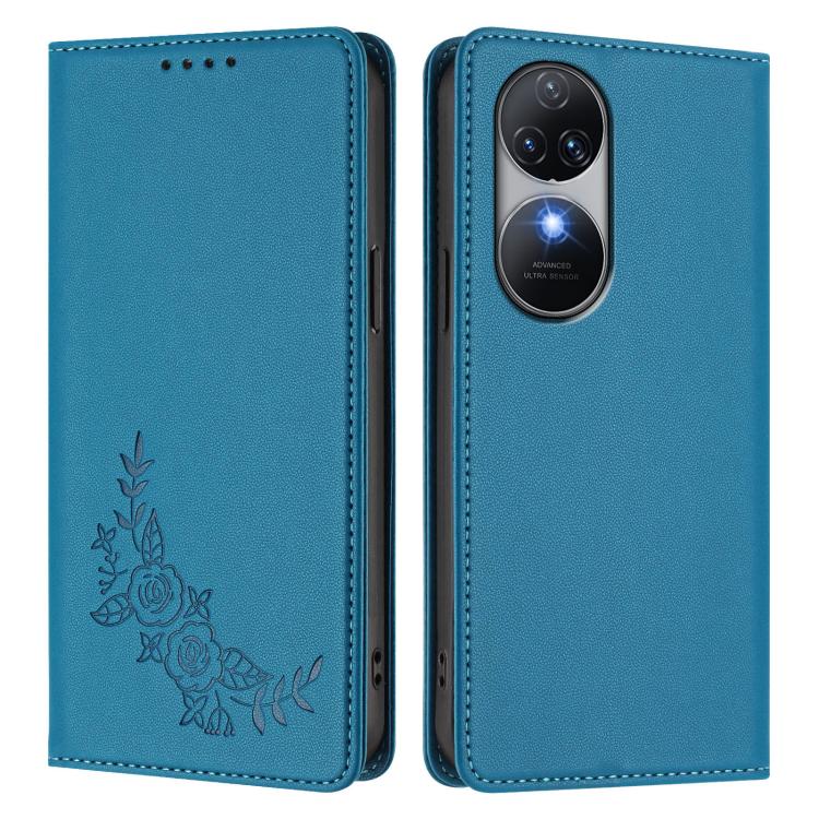 For Oukitel C38 Peony Embossed Magnetic RFID Vegan Leather Phone Case