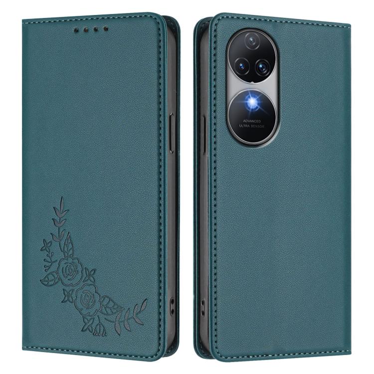 For Oukitel C38 Peony Embossed Magnetic RFID Vegan Leather Phone Case