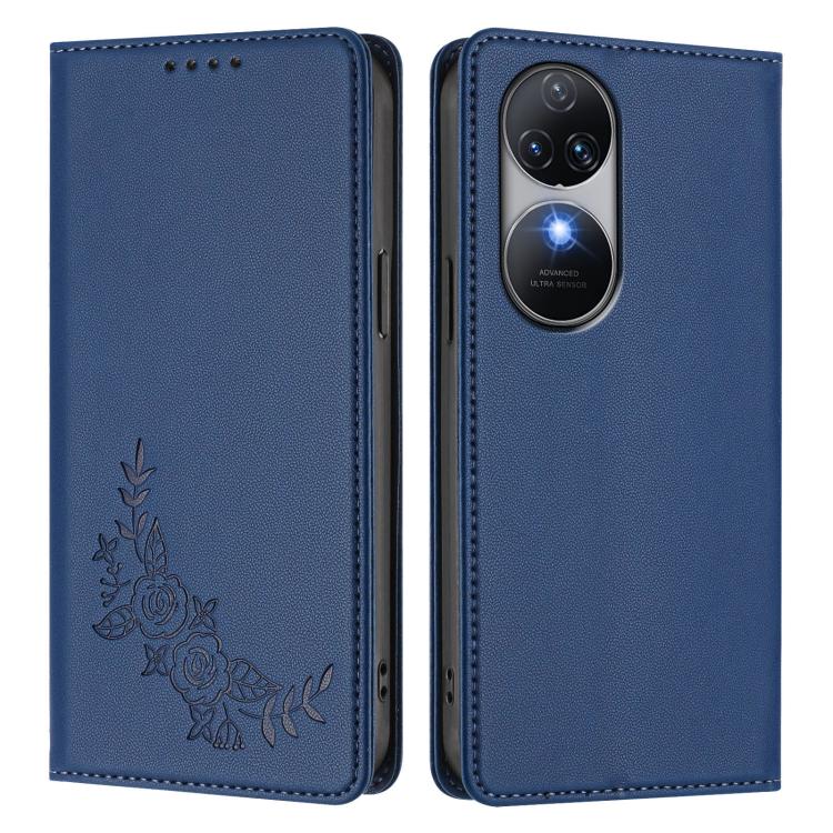For Oukitel C38 Peony Embossed Magnetic RFID Vegan Leather Phone Case