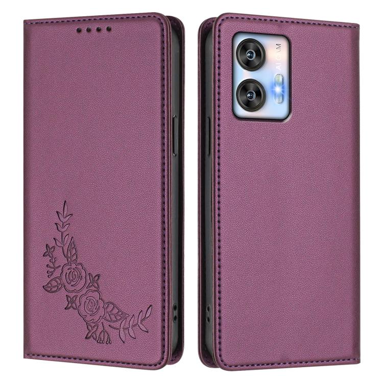 For Oukitel C35 / C36 Peony Embossed Magnetic RFID Vegan Leather Phone Case