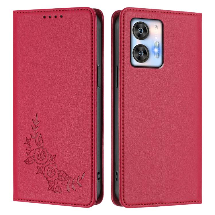 For Oukitel C35 / C36 Peony Embossed Magnetic RFID Vegan Leather Phone Case