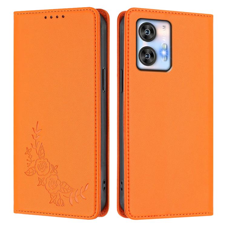 For Oukitel C35 / C36 Peony Embossed Magnetic RFID Vegan Leather Phone Case