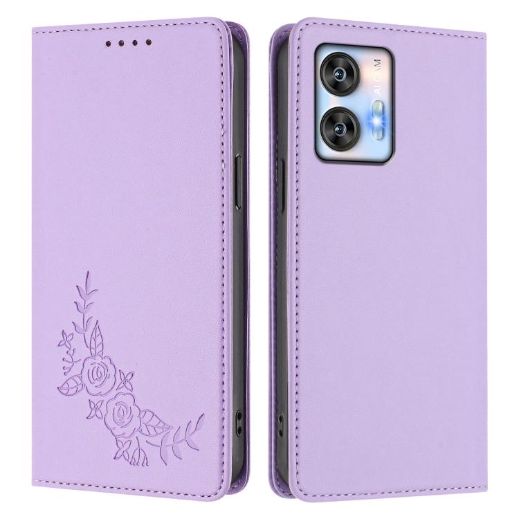 For Oukitel C35 / C36 Peony Embossed Magnetic RFID Vegan Leather Phone Case