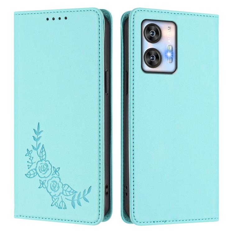 For Oukitel C35 / C36 Peony Embossed Magnetic RFID Vegan Leather Phone Case