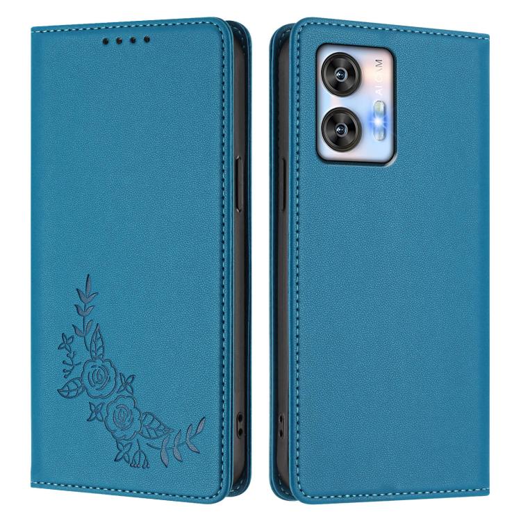 For Oukitel C35 / C36 Peony Embossed Magnetic RFID Vegan Leather Phone Case