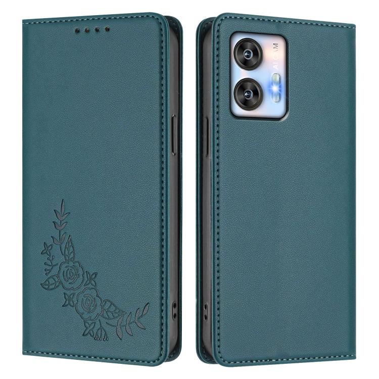 For Oukitel C35 / C36 Peony Embossed Magnetic RFID Vegan Leather Phone Case
