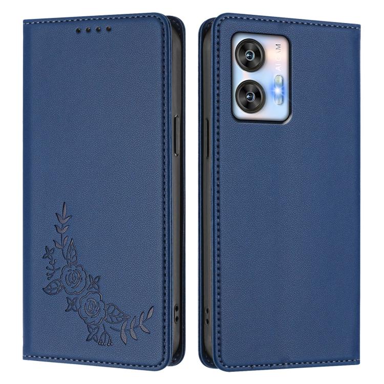 For Oukitel C35 / C36 Peony Embossed Magnetic RFID Vegan Leather Phone Case