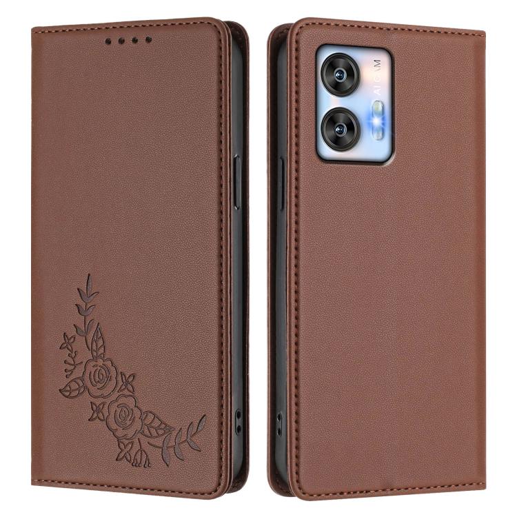 For Oukitel C35 / C36 Peony Embossed Magnetic RFID Vegan Leather Phone Case