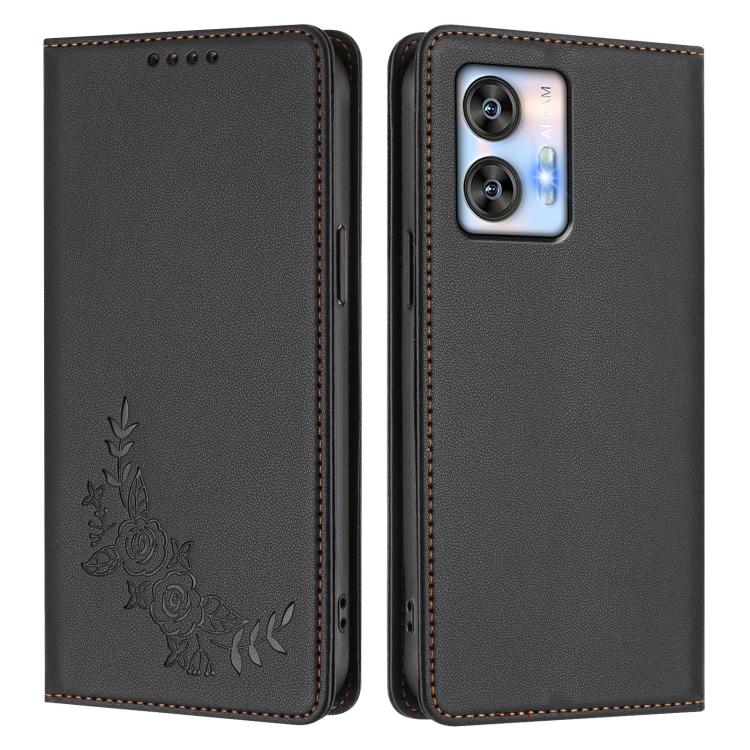 For Oukitel C35 / C36 Peony Embossed Magnetic RFID Vegan Leather Phone Case
