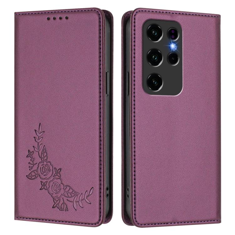 For Oukitel C2 Peony Embossed Magnetic RFID Vegan Leather Phone Case