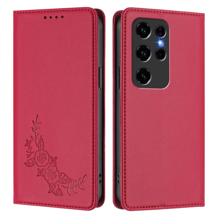 For Oukitel C2 Peony Embossed Magnetic RFID Vegan Leather Phone Case