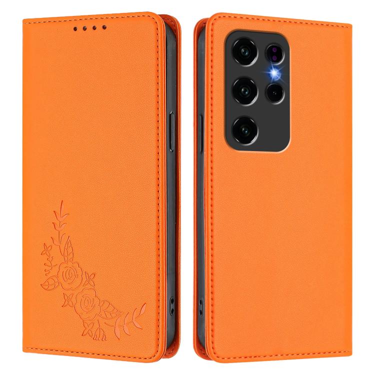 For Oukitel C2 Peony Embossed Magnetic RFID Vegan Leather Phone Case