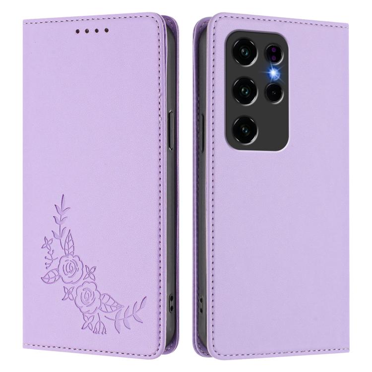For Oukitel C2 Peony Embossed Magnetic RFID Vegan Leather Phone Case