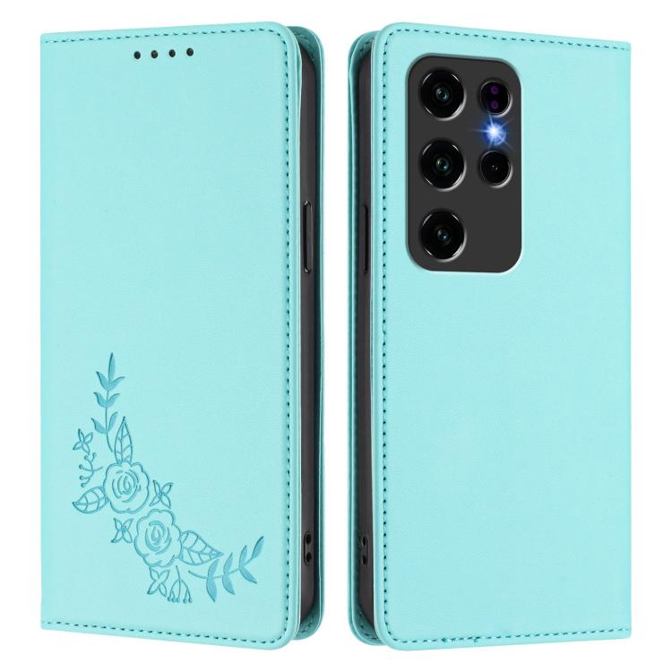 For Oukitel C2 Peony Embossed Magnetic RFID Vegan Leather Phone Case