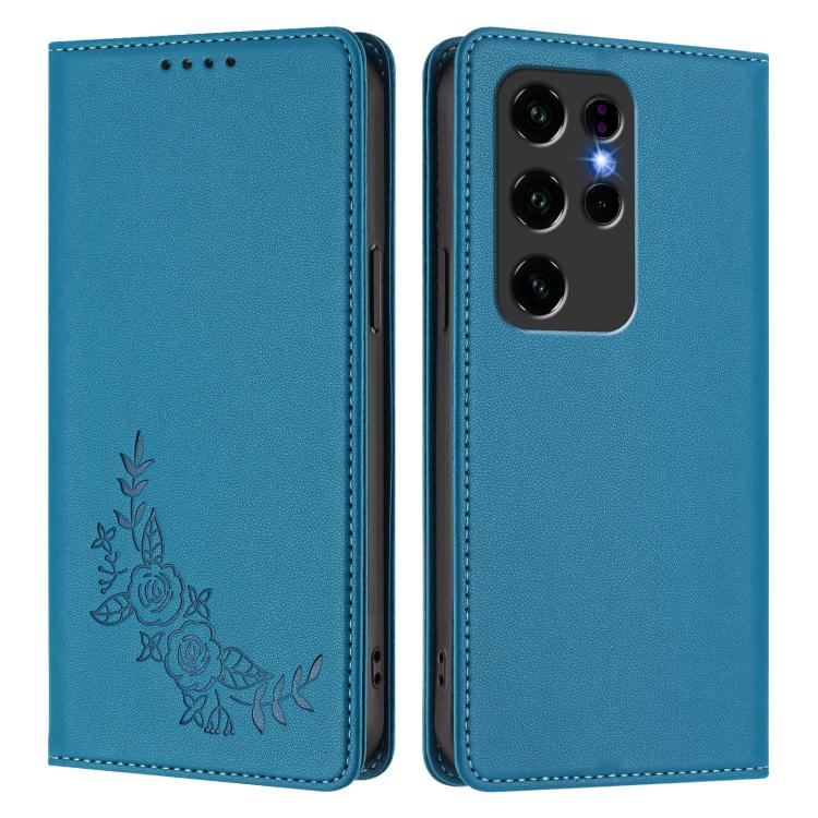 For Oukitel C2 Peony Embossed Magnetic RFID Vegan Leather Phone Case