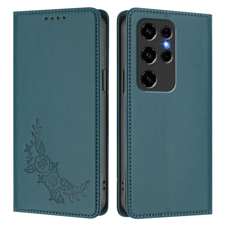 For Oukitel C2 Peony Embossed Magnetic RFID Vegan Leather Phone Case