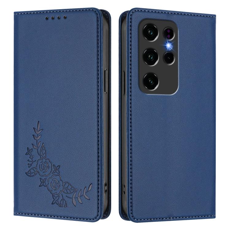 For Oukitel C2 Peony Embossed Magnetic RFID Vegan Leather Phone Case
