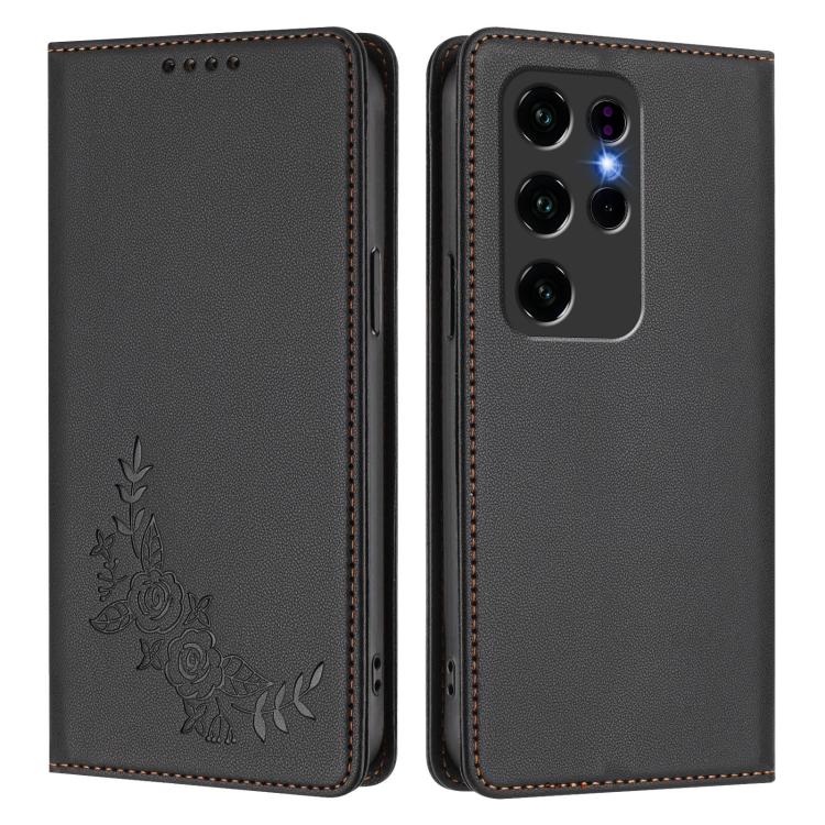 For Oukitel C2 Peony Embossed Magnetic RFID Vegan Leather Phone Case