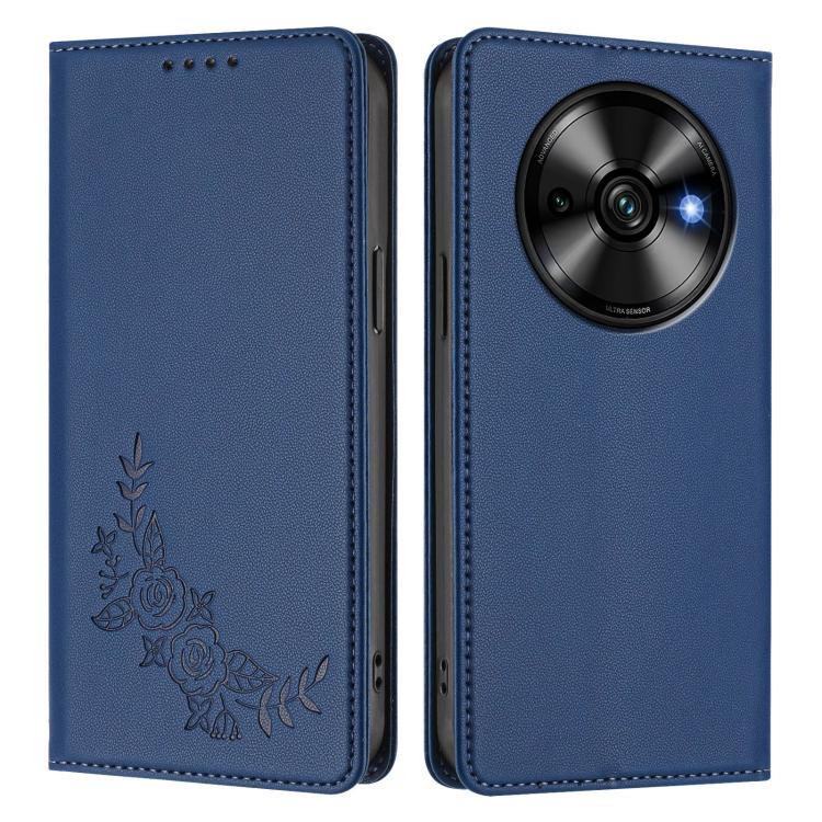 For Oukitel C59 / C59 Pro Peony Embossed Magnetic RFID Vegan Leather Phone Case