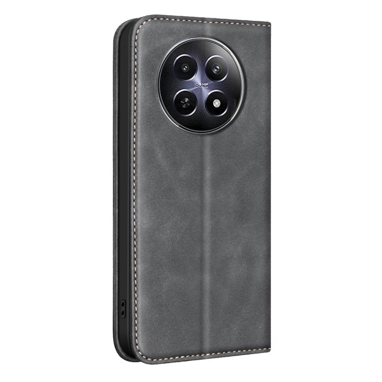 For Realme 12 5G Global BINFEN COLOR Calfskin Texture Magnetic RFID Vegan Leather Phone Case