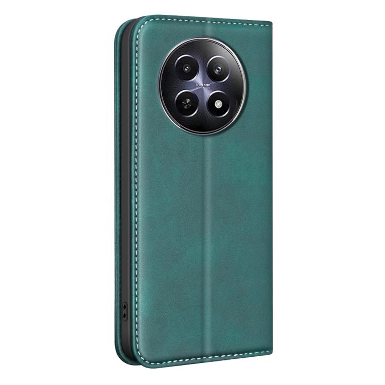 For Realme 12 5G Global BINFEN COLOR Calfskin Texture Magnetic RFID Vegan Leather Phone Case