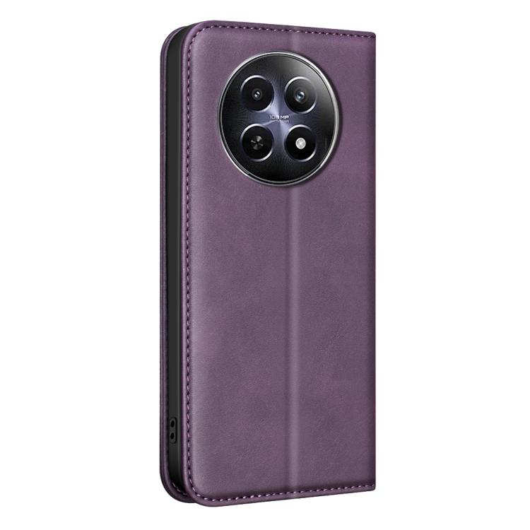 For Realme 12 5G Global BINFEN COLOR Calfskin Texture Magnetic RFID Vegan Leather Phone Case