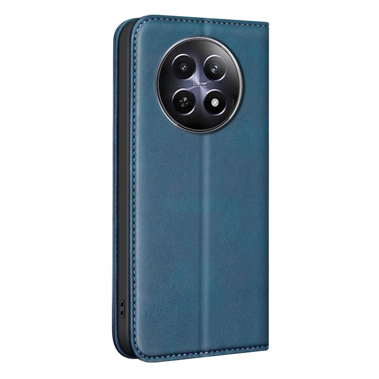 For Realme 12 5G Global BINFEN COLOR Calfskin Texture Magnetic RFID Vegan Leather Phone Case
