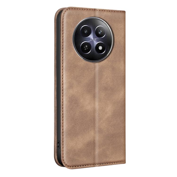 For Realme 12 5G Global BINFEN COLOR Calfskin Texture Magnetic RFID Vegan Leather Phone Case