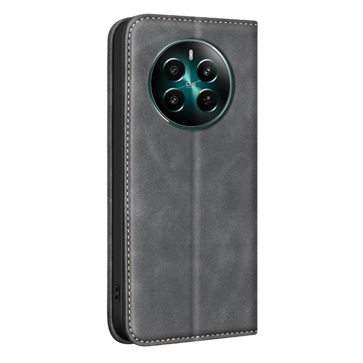 For Realme 12+ BINFEN COLOR Calfskin Texture Magnetic RFID Vegan Leather Phone Case