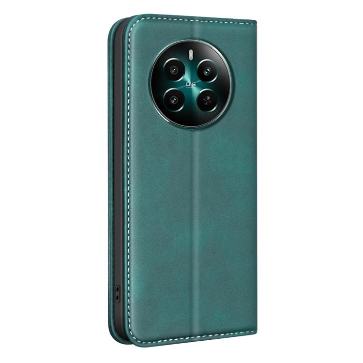 For Realme 12+ BINFEN COLOR Calfskin Texture Magnetic RFID Vegan Leather Phone Case