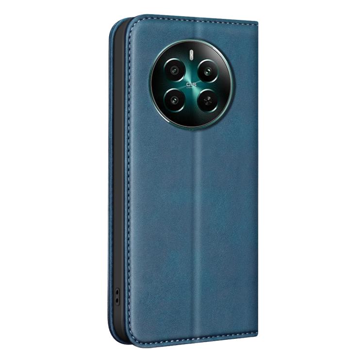 For Realme 12+ BINFEN COLOR Calfskin Texture Magnetic RFID Vegan Leather Phone Case