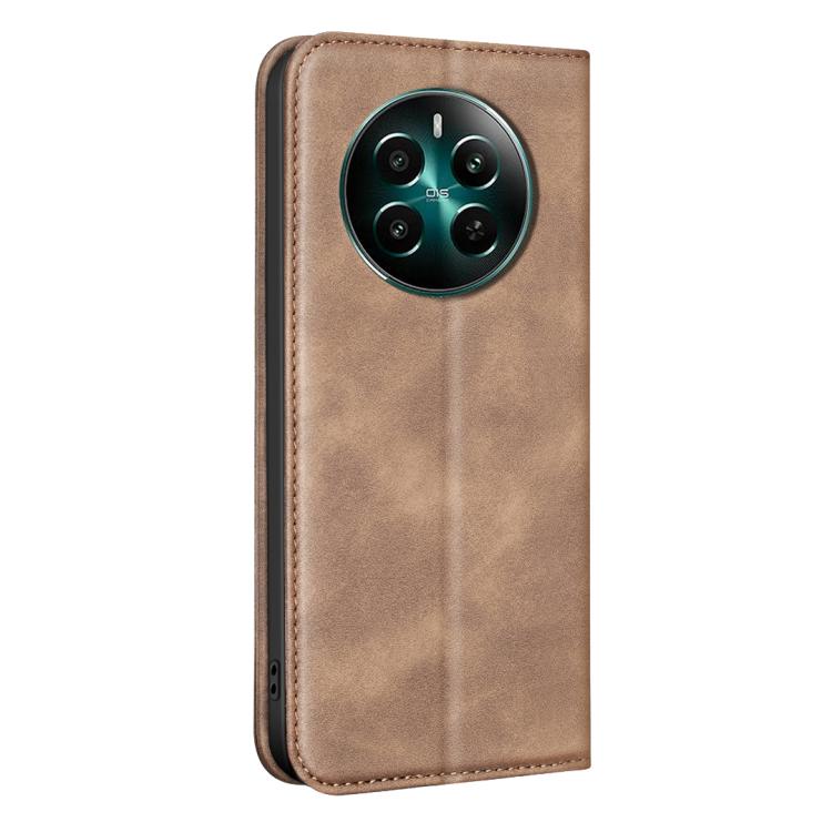For Realme 12+ BINFEN COLOR Calfskin Texture Magnetic RFID Vegan Leather Phone Case