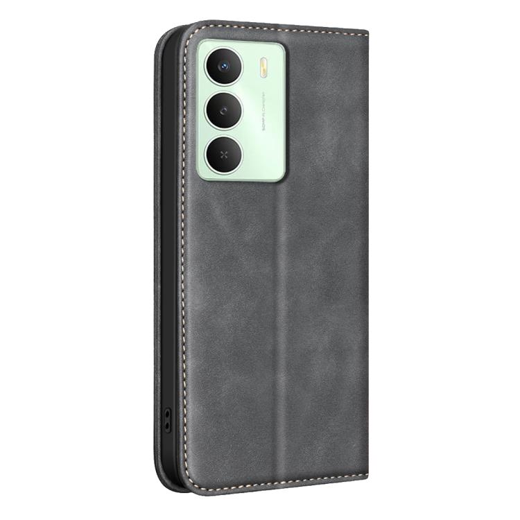For Realme 14X Global BINFEN COLOR Calfskin Texture Magnetic RFID Vegan Leather Phone Case