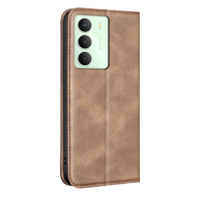For Realme 14X Global BINFEN COLOR Calfskin Texture Magnetic RFID Vegan Leather Phone Case