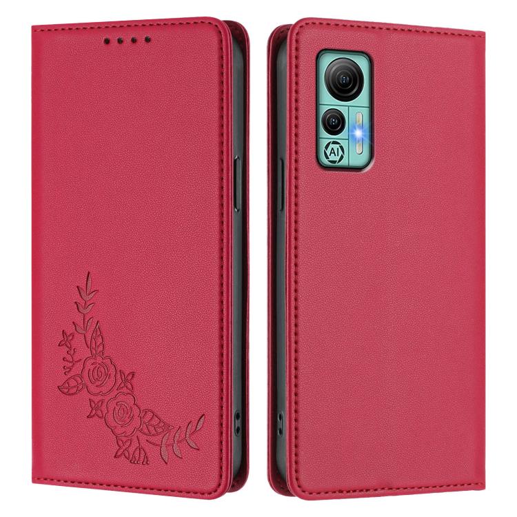 For Ulefone Note 14 Peony Embossed Magnetic RFID Vegan Leather Phone Case