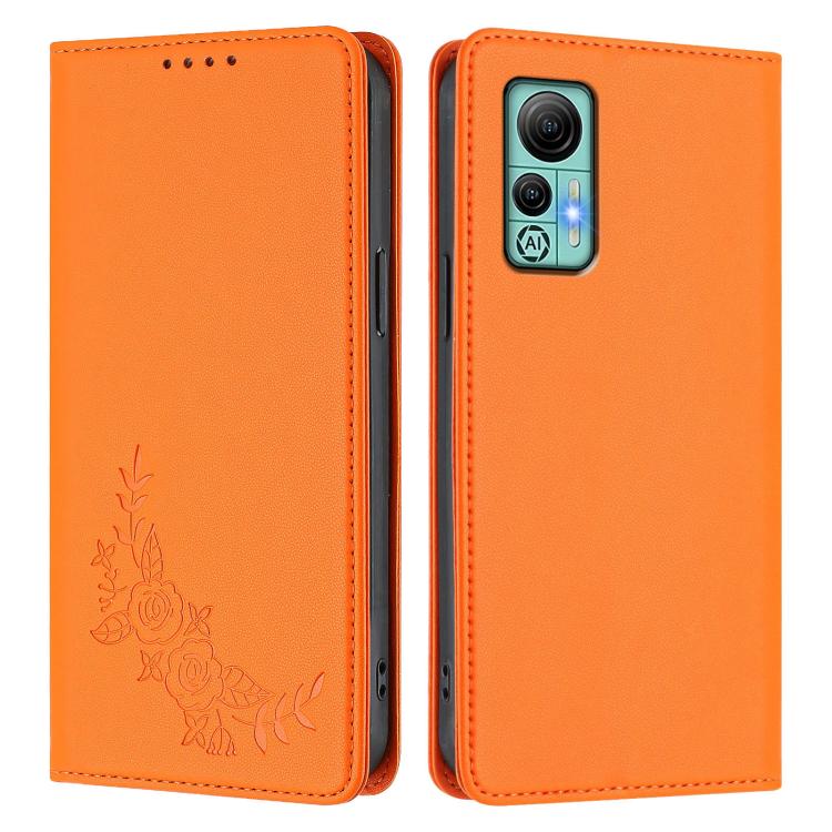 For Ulefone Note 14 Peony Embossed Magnetic RFID Vegan Leather Phone Case