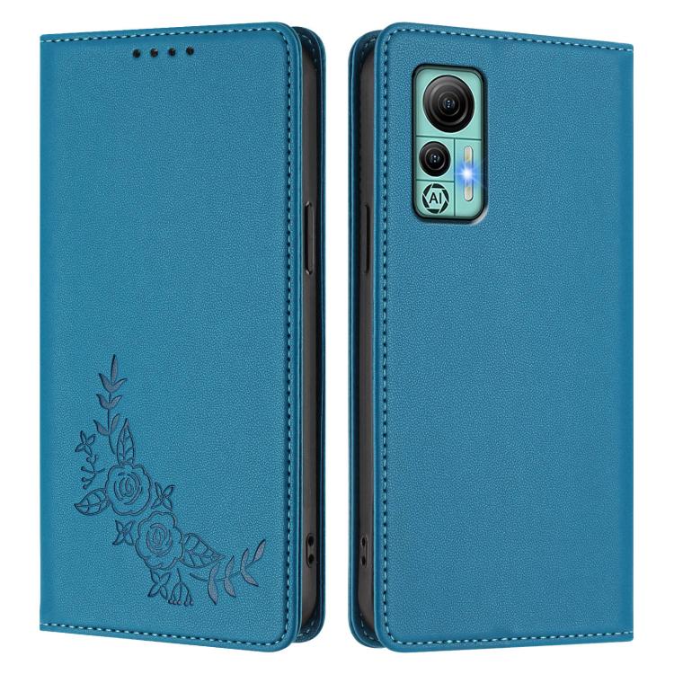 For Ulefone Note 14 Peony Embossed Magnetic RFID Vegan Leather Phone Case