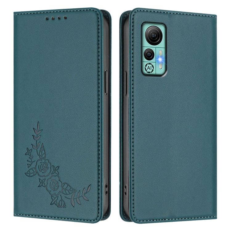 For Ulefone Note 14 Peony Embossed Magnetic RFID Vegan Leather Phone Case