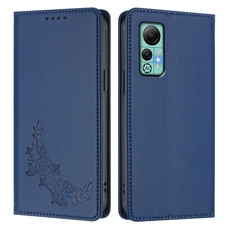 For Ulefone Note 14 Peony Embossed Magnetic RFID Vegan Leather Phone Case
