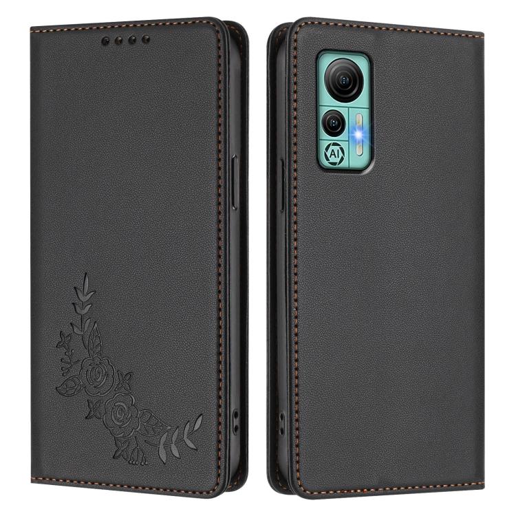 For Ulefone Note 14 Peony Embossed Magnetic RFID Vegan Leather Phone Case