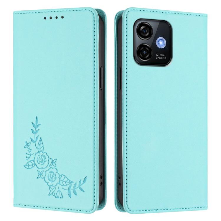 For Ulefone Note 16 Pro Peony Embossed Magnetic RFID Vegan Leather Phone Case