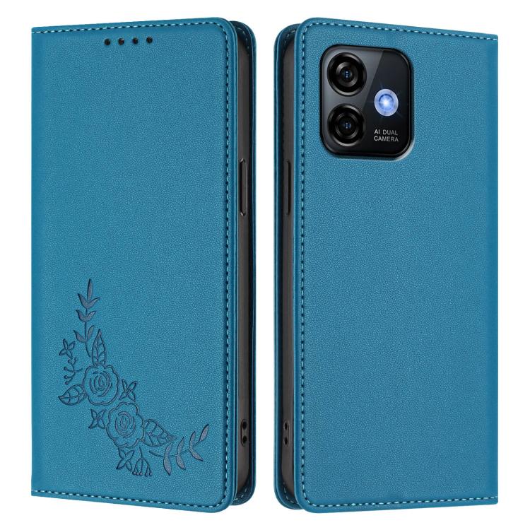 For Ulefone Note 16 Pro Peony Embossed Magnetic RFID Vegan Leather Phone Case