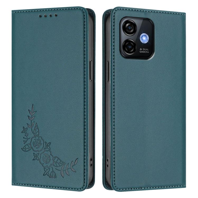 For Ulefone Note 16 Pro Peony Embossed Magnetic RFID Vegan Leather Phone Case