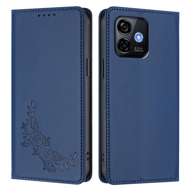 For Ulefone Note 16 Pro Peony Embossed Magnetic RFID Vegan Leather Phone Case