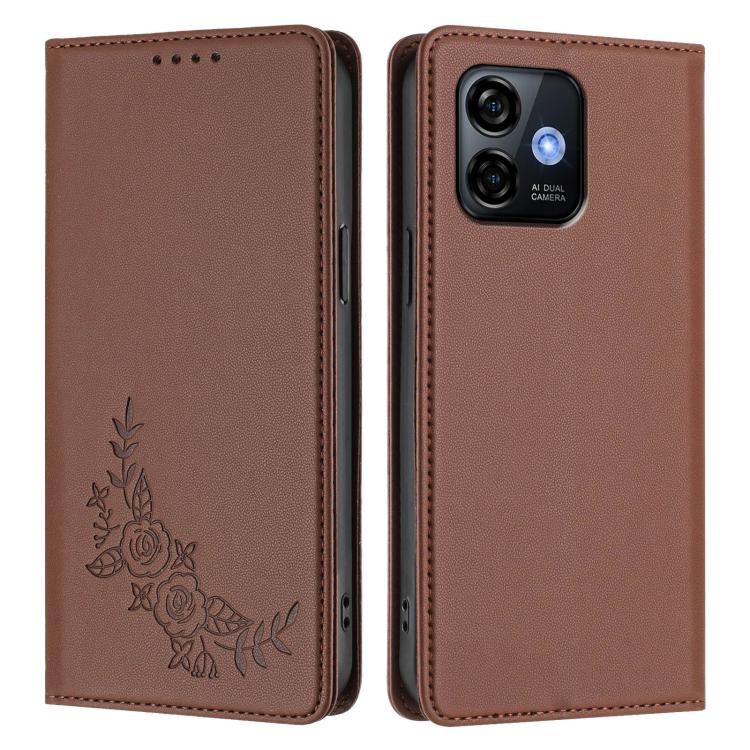 For Ulefone Note 16 Pro Peony Embossed Magnetic RFID Vegan Leather Phone Case