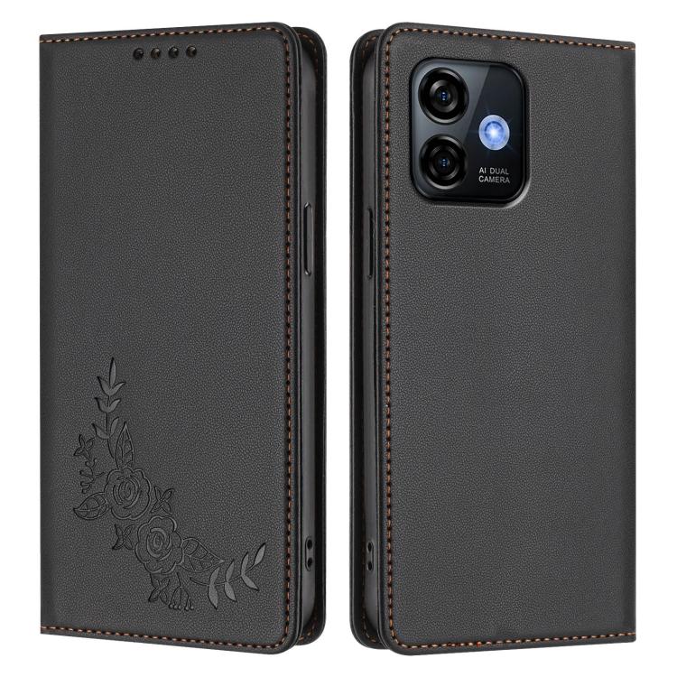 For Ulefone Note 16 Pro Peony Embossed Magnetic RFID Vegan Leather Phone Case
