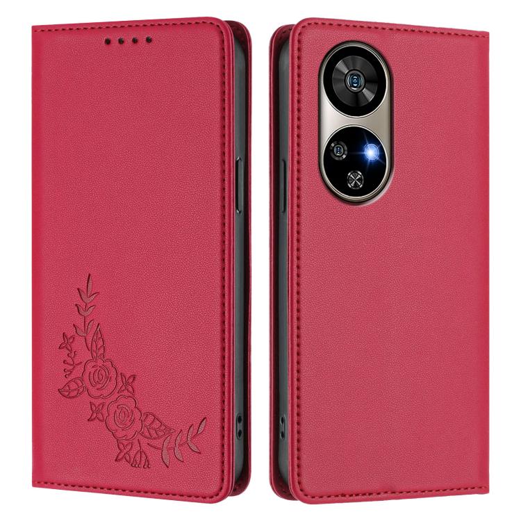 For Ulefone Note 17 Pro Peony Embossed Magnetic RFID Vegan Leather Phone Case