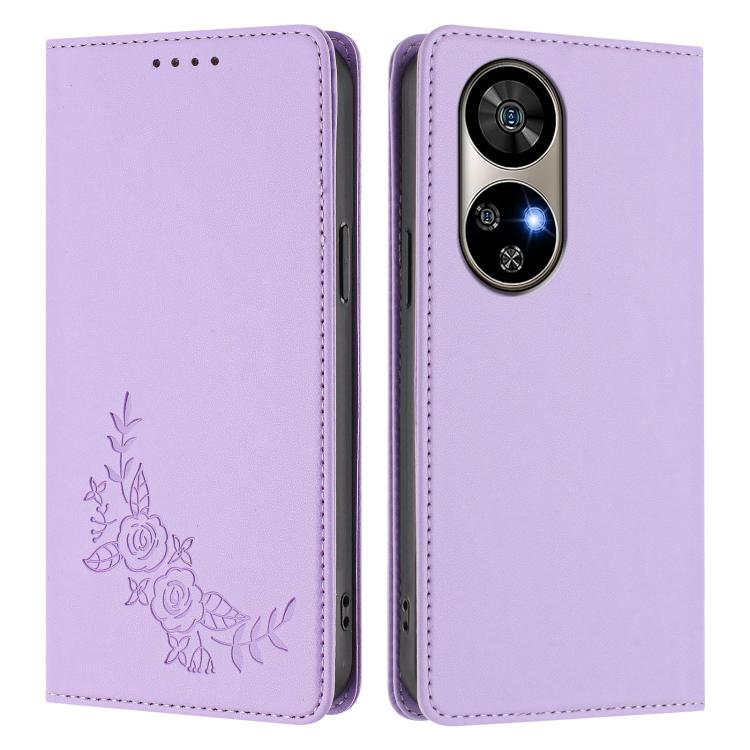 For Ulefone Note 17 Pro Peony Embossed Magnetic RFID Vegan Leather Phone Case
