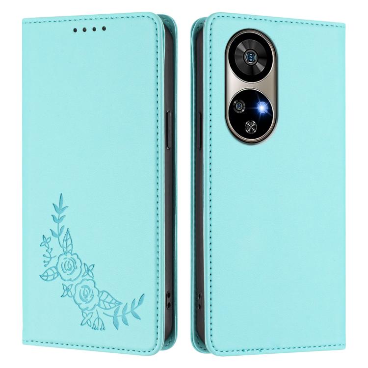 For Ulefone Note 17 Pro Peony Embossed Magnetic RFID Vegan Leather Phone Case
